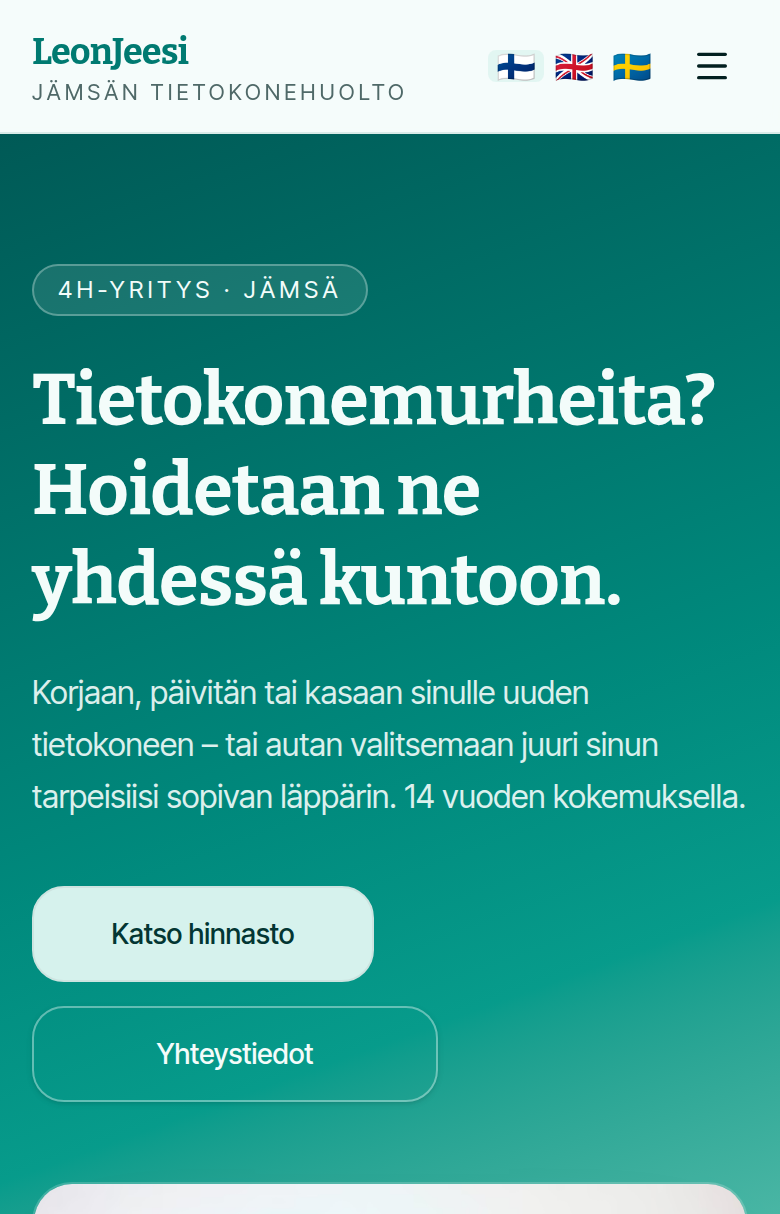 leonjeesi.com-verkkosivuston esikatselu