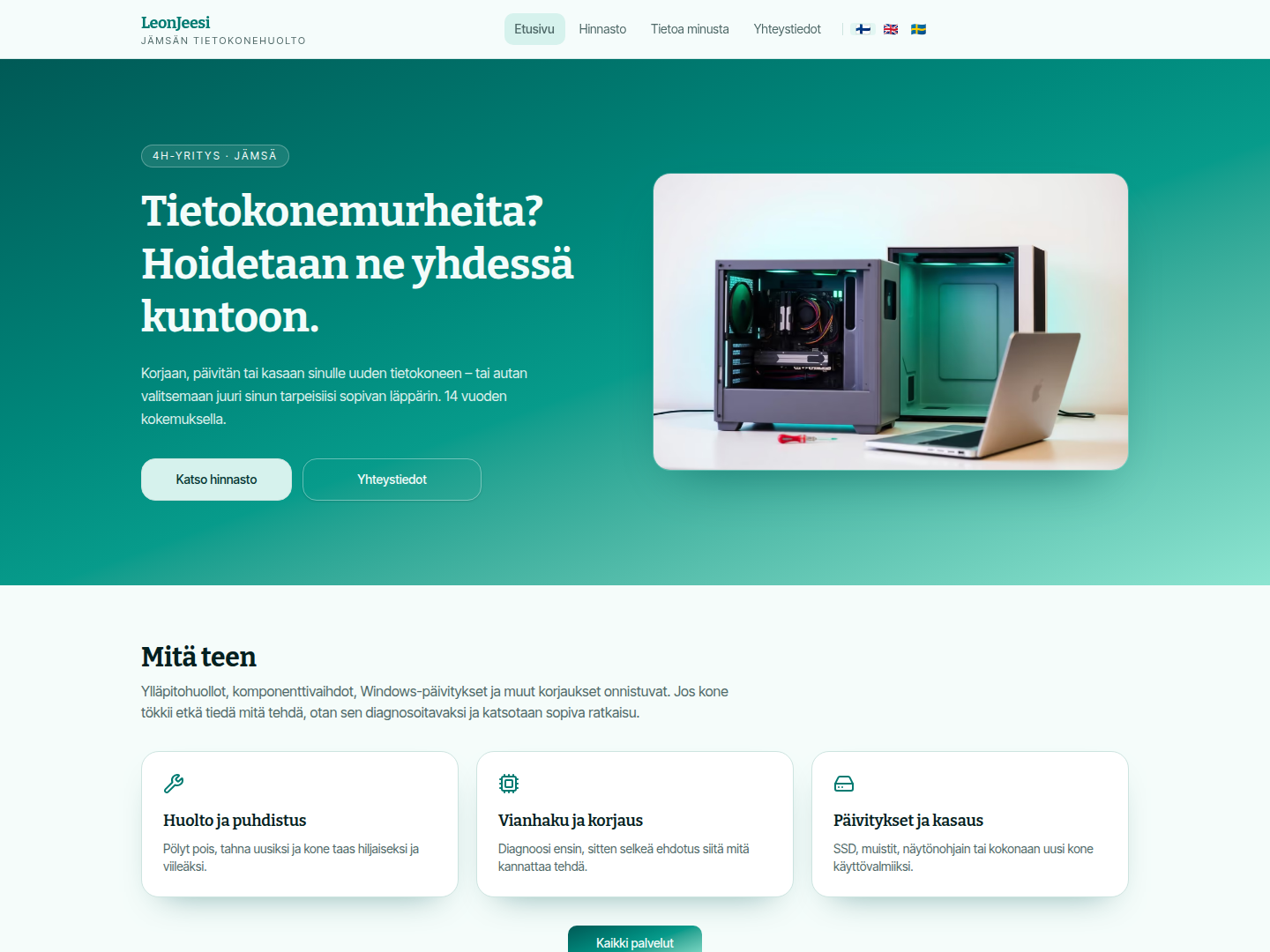 leonjeesi.com-verkkosivuston esikatselu